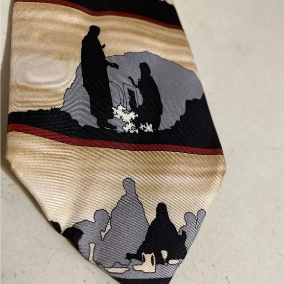 Eagles Wings Easter Jesus Religious Tan Silk Neck Tie - Picture 2 of 6